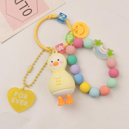 Cartoon Little 3D Duck Keychain Cute Key Chain Car Bag Key Ring Couple Pendant - Aimall