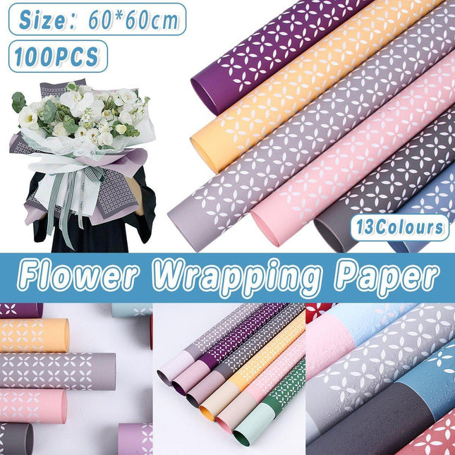 100pcs Waterproof Two-Colour Printed Paper Bouquet Wrapping Floral Gift Paper