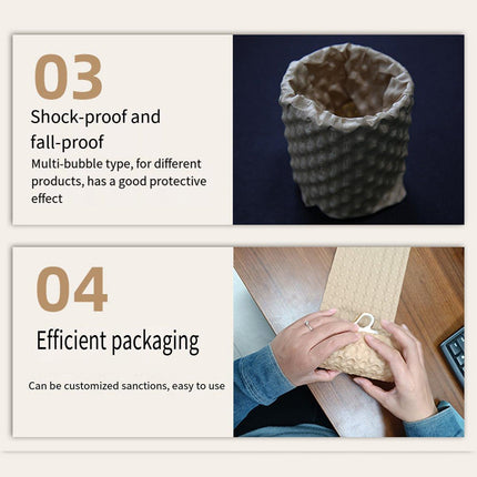Cowhide Pressure Bubble Paper Roll Shock Absorbing Biodegradable Cushioning Wrap