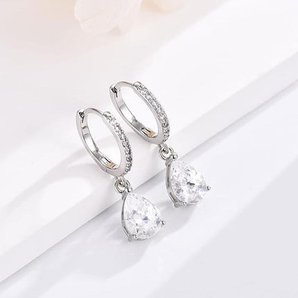 Exquisite Teardrop Drop Earrings with Cubic Zirconia Accents