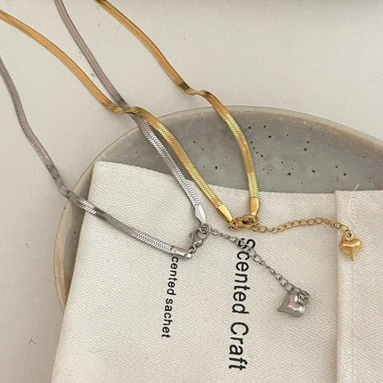 Titanium Steel Flat Snake Bone Necklace Chain Choker For Men Women Jewelry Gifts - Aimall