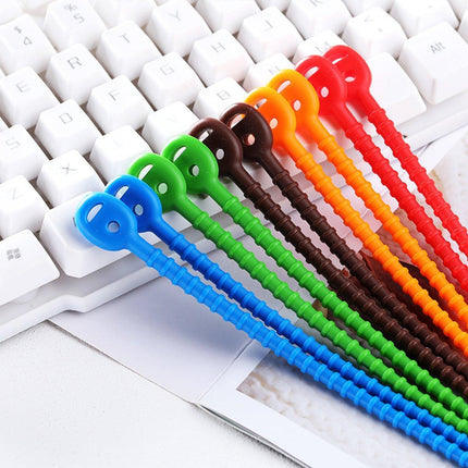 50PCS Reusable Silicone Sealing Cable Ties Food Storage Bag Clips Cord With Hole