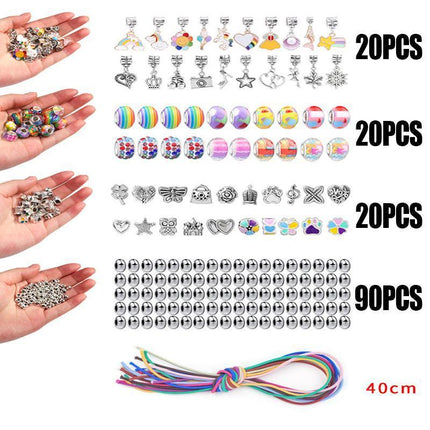 Beads Jewellery Charms Pendant Set DIY Craft Girls Kids Gift Bracelet Making Kit - Aimall
