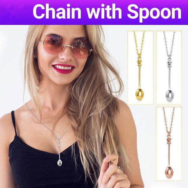 Mini Crown Spoon Necklace Pendant Charm Festival Cutlery Tea Party Gift HOT - Aimall