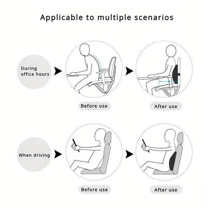Office Chair Back Support Lumbar Cushion Seat Memory Foam Lumbar Pillow Comfort