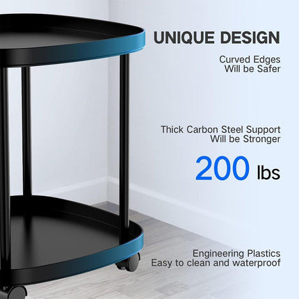 2 Tier Mobile Side Table Coffee Table with Storage Shelf Living Room Furniture