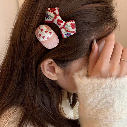 Mini Oval Hair Clips with Bows and Flowers Decorative Hair Accessories
