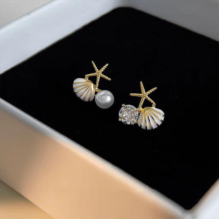 Asymmetrical Starfish Stud Earrings for Women Unique Fashion Jewelry Gift Set