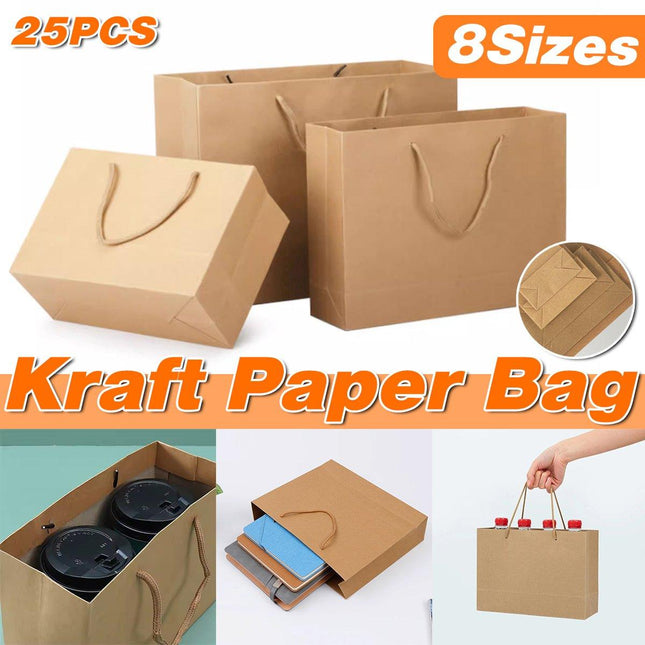 25pcs Paper Gift Bags Handbag Kraft Paper BagsParty Favors Wedding Packaging