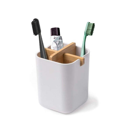 Bamboo Fiber Toothbrush Box Bathroom Organizer Desktop Storage Box Pen Holder