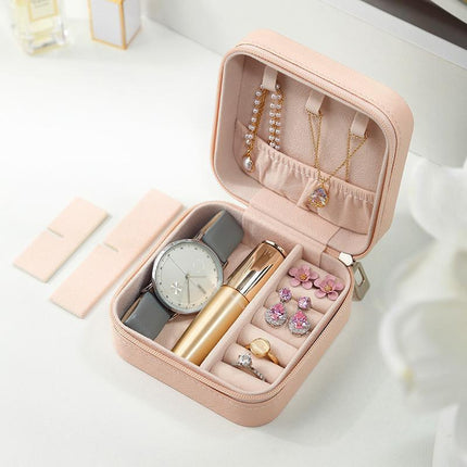 Travel Jewelry Organizer Box Portable Leather Storage Ornaments Ring Earrings
