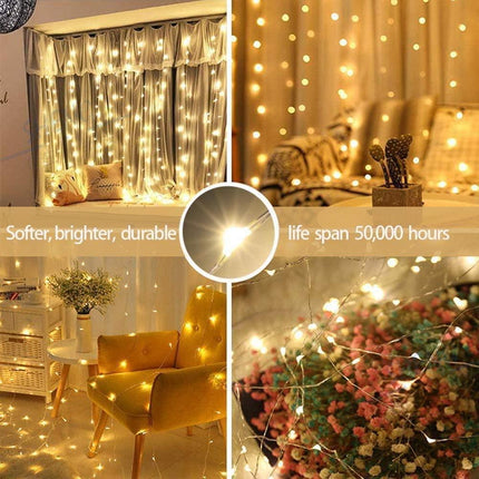 3Mx3M 300 LED Fairy String Light Outdoor Garden Wedding Party Curtain Lamp Xmas - Aimall