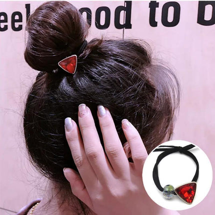 Women Headband Ponytail TriangleDiamond Stretch Hair Rope Multi Colours Concise - Aimall