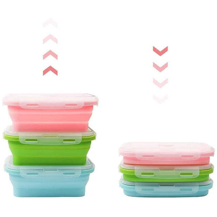 3pcs Portable Folding Bento Lunch Boxes Fresh Keeping Box for Food Storage