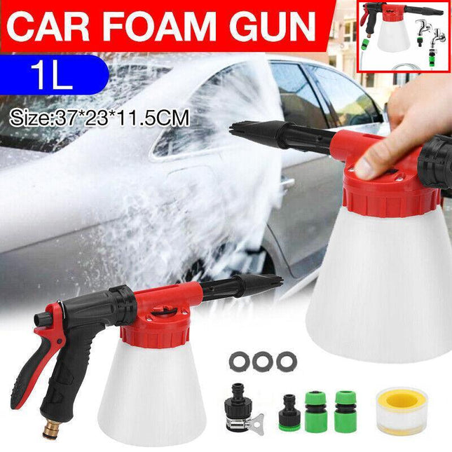 1L Car Wash Foam Gun Soap Sprayer Hose Lance Pipe Spray Bottle Cleaning Tool Kit - Aimall