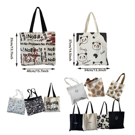Canvas Shoulder Bag for Women Student Fashion All in One Shopping Tote Handbag