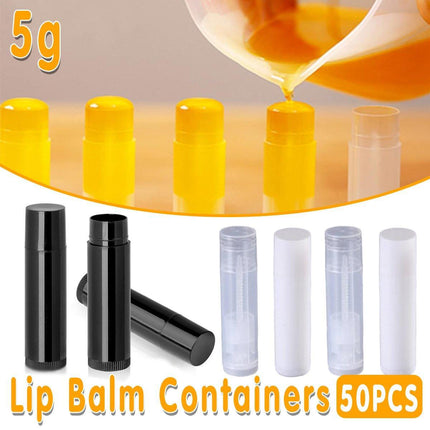 50pcs Lip Glaze Tubes Round Refillable PP Material Lip Balm Containers Red Tube