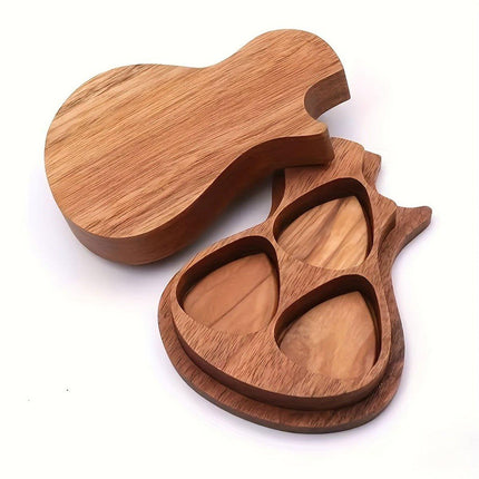 Wooden Guitar Pick Holder Plectrum Case Organizer Compact Plectrum Storage Box