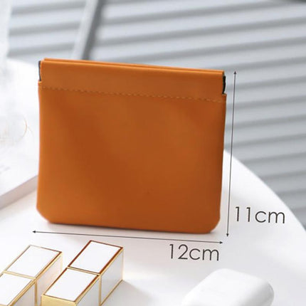 1x Pocket Cosmetic Bag Portable self-Closing Water-Resistant Leather Storage Bag - Aimall