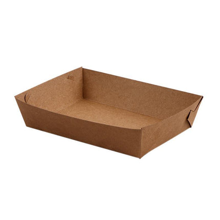 500PCS Kraft Cardboard Food Disposable Tray Brown Party Chips Takeaway Container Aimall