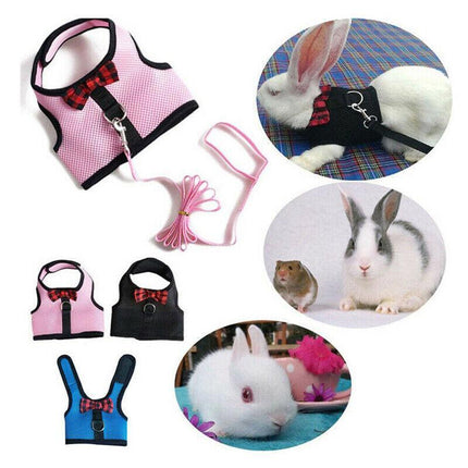 Rabbit Vest Harness Leash Lead Small Animal Pet Mesh Hamster Bunny Traction Rope S - Aimall