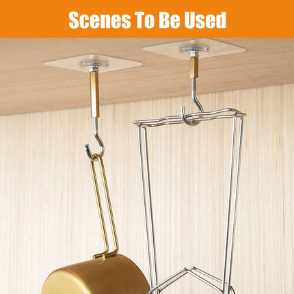 12 PCS Heavy Duty Self Adhesive Hooks Stainless Steel Ceiling Hooks for Home