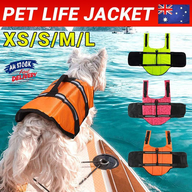 Dog Life Jacket Pet Safety Vest Swimming Boating Float Aid Buoyancy Lifesaver Orange - Aimall