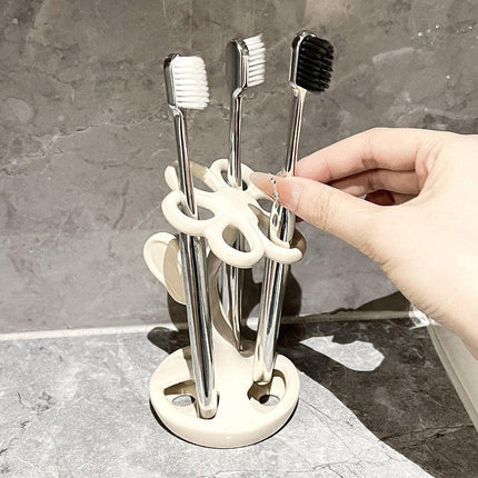 6 Slots Ceramic Toothbrush Holder Flower Shaped Makeup Brush Bathroom Shelf