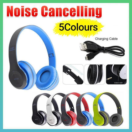 Noise Cancelling Wireless Headphones Bluetooth 5 earphone headset with Mic Hot - Aimall