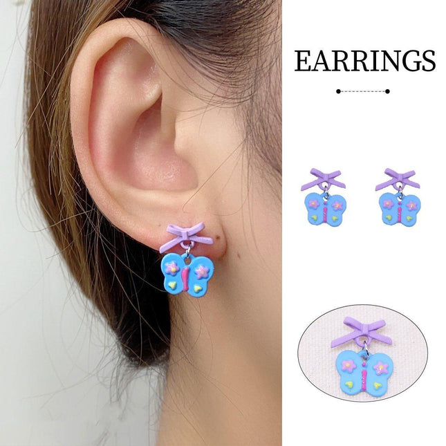 Butterfly Star Bow Stud Earrings Set for Women Fashion Jewelry Accessories
