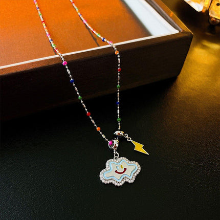 Colourful Smile Cloud Pendant Necklace Fashion Jewellery for Women Girls Gift
