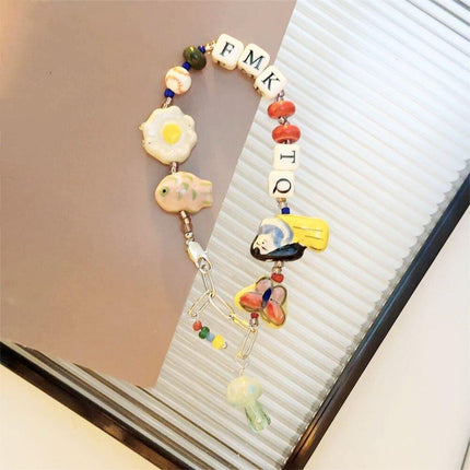 Colourful Ceramic Beaded Alphabet Bracelet Fun Cute Girly Multicolor Fashion