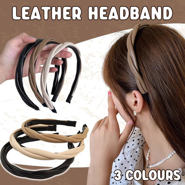 NEW Women Girls Boho Chic Braided Synthetic leather Hair Headband Head Band hoop - Aimall