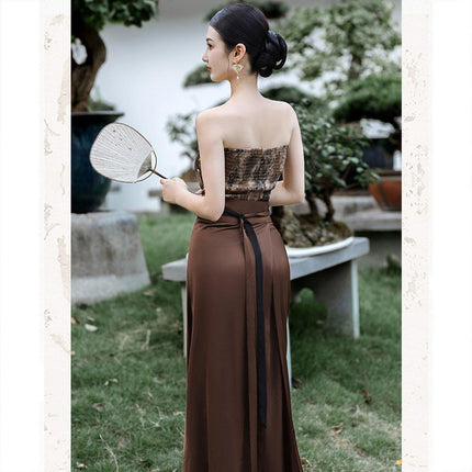 Chinese Style Hanbok Vintage Bustier Skirt Three Piece Suit Spring Summer