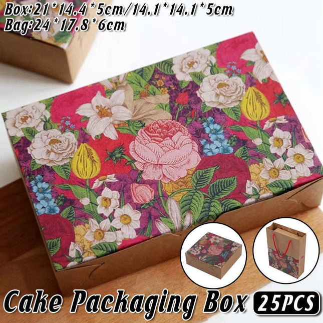 25PCS Kraft Paper Moon Cake Cookie Packaging Box Square Blister Hand Packaging