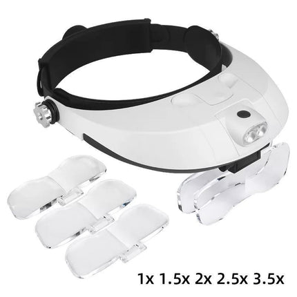 Headband Headset Head LED Lamp Light Jeweler Magnifier Magnifying Glass Loupe - Aimall