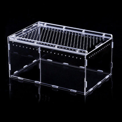 Clear Pet Box Slide Lid Reptile Breeding Habitat Panoramic View Terrarium