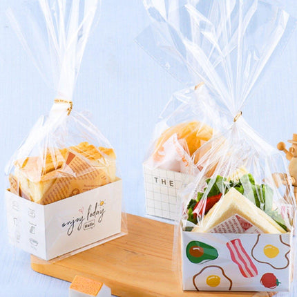 100pcs Sandwich Toast Hamburger Packaging Boxes Bags