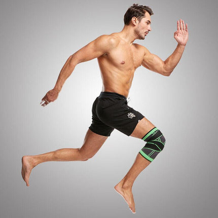 3D Weaving Knee Brace Breathable Sleeve Support Running Jogging Joint Pain Leg Green - Aimall