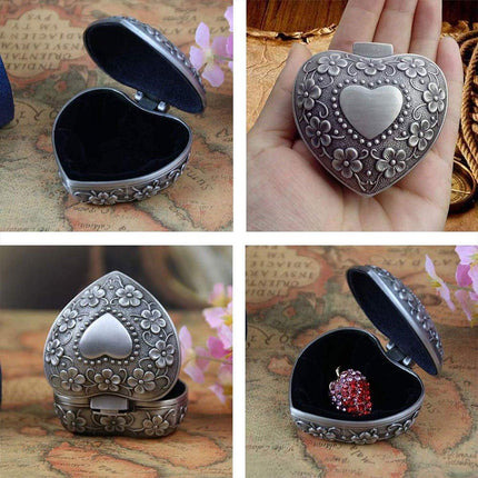 Vintage Heart Shape Jewelry Box Gift Box Metal Trinket Box Storage Organizer