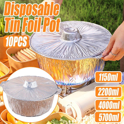 10PCS Duty Aluminum Foil Pots for Hotpot Camping Picnic Tinfoil field cutlery