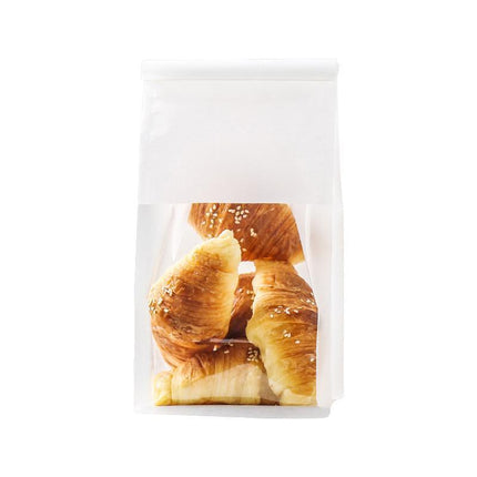 100x Kraft Paper Flat Bottom Cake Packaging Toast Bread Bags With Window White - Aimall