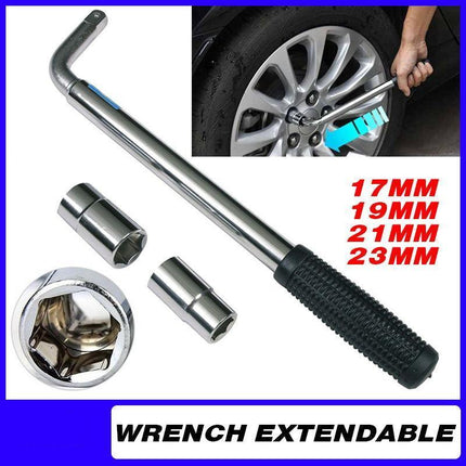 Extendable Car Wheel Brace Heavy Duty Nut Lug Wrench Sockets 17/19mm & 21/23mm - Aimall