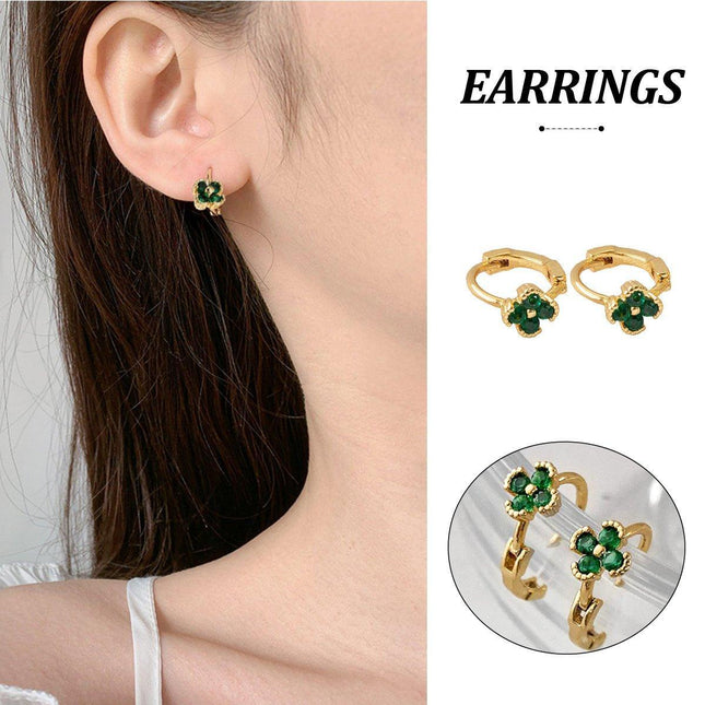 Green Lucky Grass Ear Cuff Simple Earrings for Girls Fashion Jewelry Accessories
