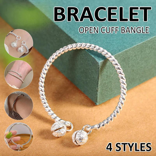 Bangle Bowknot Bells Bracelet Korean Opening Wrist Chain Women Silver Bracelet - Aimall