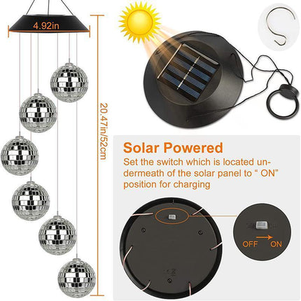 Colour Changing Wind Chimes LED Light Hanging Decor Outdoor Solar Powered Garden - Aimall