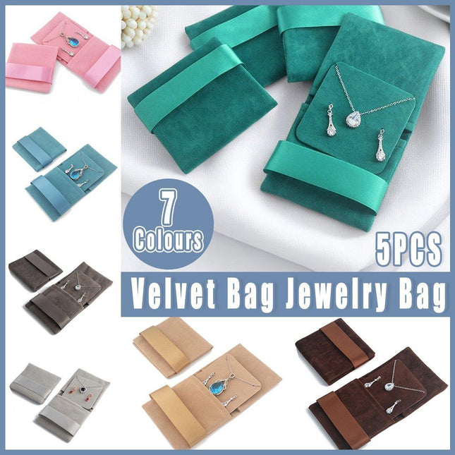 5pcs Flannel Jewellery Bags Drawstring Pouches for Storing Jewellery Accessories