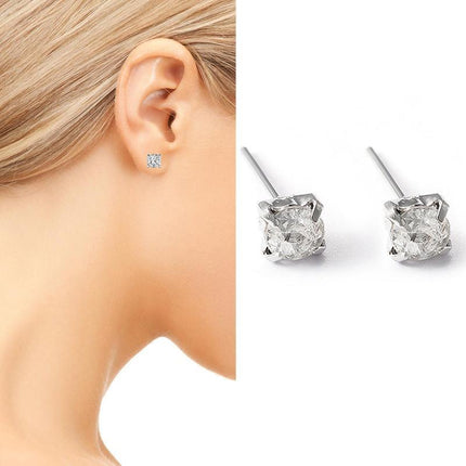 4/5mm Cushion Lab-Created Diamond Stud Earrings Women's 14K White Gold Finish - Aimall