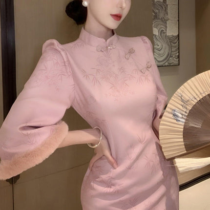 Pink New Elegant Cheongsam Qipao Chinese Traditional Modified Dress Women Fashion - Aimall