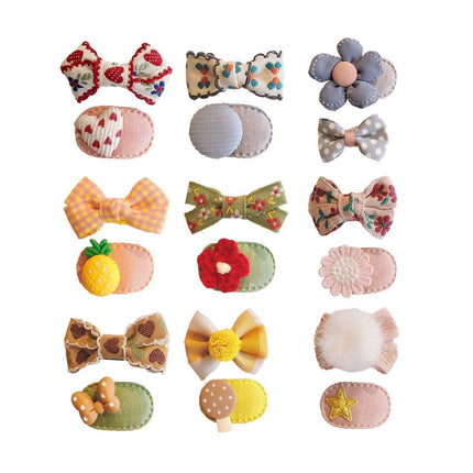 Mini Oval Hair Clips with Bows and Flowers Decorative Hair Accessories